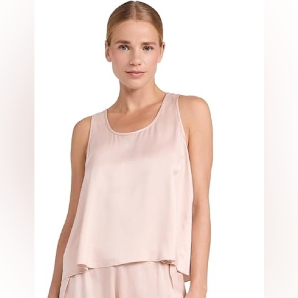 Lunya 100% Silk Sleeveless Tank Top Pajama In Delicate Mauve Pink Size Small